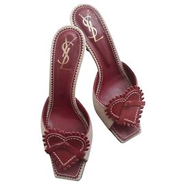 Yves Saint Laurent "Love" barefoot mules Dark red