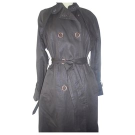 Georges Rech-VERY BEAUTIFUL TRENCH LONG BROWN ICE BUTTONS EMBROIDERED PRESS-Dark brown