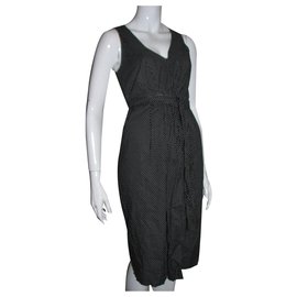 Joseph Vestido de bolinhas com cinto Marrom Branco