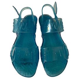 Off White Blu zip tie jelly sandals Blue