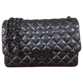 Sac Chanel Jumbo So Black classique à rabat Noir