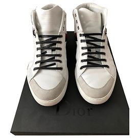 Christian Dior Baskets montantes en cuir Blanc