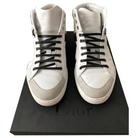 Christian Dior-Zapatillas altas de cuero-Blanco