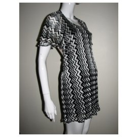 Anna Sui-Kleid mit Chevron-Print (fr 38)-Schwarz,Silber,Weiß