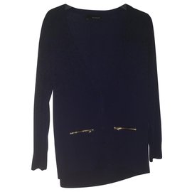 The Kooples Strickjacke mit Leopardenmuster Schwarz Blau