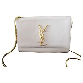 Superbe sac Yves Saint Laurent Kate monnograme Blanc cassé