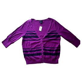 Autre Marque Cardigã de algodão preto e roxo com mangas 3/4 Preto Roxo