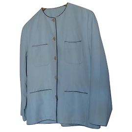 inconnue light blue summer blazer polyester size 42 Light blue