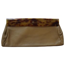 Autre Marque Jeanne Bernard Paris Beige Leather Clutch Beige