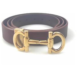 Salvatore Ferragamo Cintura in pelle Gancini marrone Ferragamo Marrone D'oro