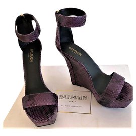 Balmain purple python sandals Purple