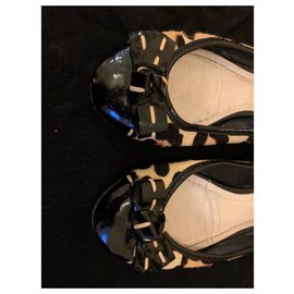 Christian Dior-Zapatillas de ballet-Negro,Beige