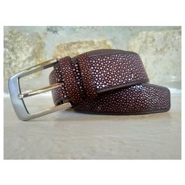 Autre Marque-Brown shagreen belt-Brown