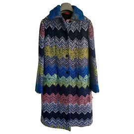 Missoni Blue Wool Winter Coat Blue