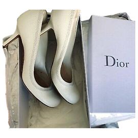 Christian Dior White Leather Heels White