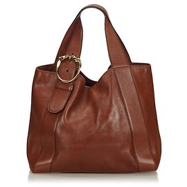 Sac cabas à tête de cheval Ribot en cuir marron de Gucci Marron Marron foncé