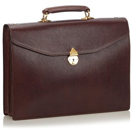 Burberry-Burberry Brown Leather Briefcase-Brown,Dark brown
