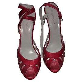 Sergio Rossi red leather sandals Red