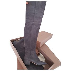 Gianvito Rossi Rolling Mid Suede Botas sobre la rodilla Gris Gris antracita
