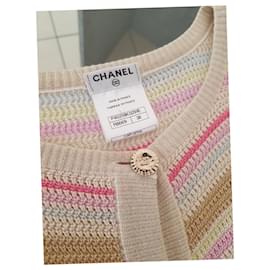 Chanel-Abito gilet Chanel in tweed pastello multicolor-Multicolore