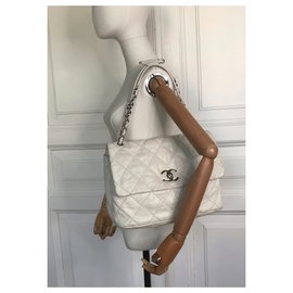 Chanel-Maxi sac intemporel avec boîte Chanel-Beige,Autre,Crème