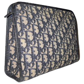 Christian Dior-DIOR toiletry kit vintage in canvas Oblique-Navy blue