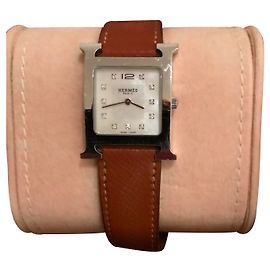 Hermès H-1.510-Format Mittelzifferblatt Brillant auf Perlmutt Silber
