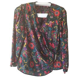 Vintage Seidenbluse mit Blumenmuster Mehrfarben