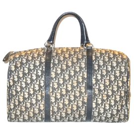 Christian Dior-DIOR vintage travel bag in canvas Oblique-Navy blue