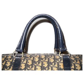 Christian Dior-DIOR vintage travel bag in canvas Oblique-Navy blue