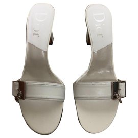 Christian Dior-Mules con tacco-Bianco