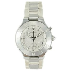 Cartier deve 21 Chronoscaph 2424 Data de quartzo com cronógrafo Areia