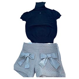 Autre Marque Ensemble short pull col  roulé et manches courtes Noir Beige