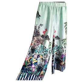Autre Marque Pantalon large en soie turquoise Turquoise