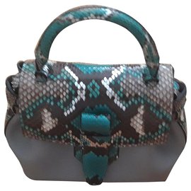 Lancel Nano Charlie Python Cinza Azul Claro Cinza Azul claro