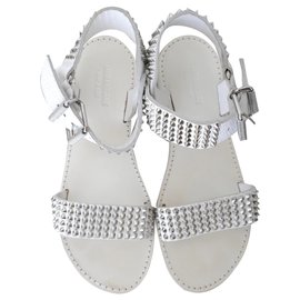 Zadig & Voltaire-sandali bianchi con borchie-Bianco