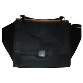 Céline Trapèze Black Leather Handbag Black