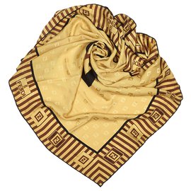 Fendi-Fendi Gold Printed Silk Scarf-Multiple colors,Golden