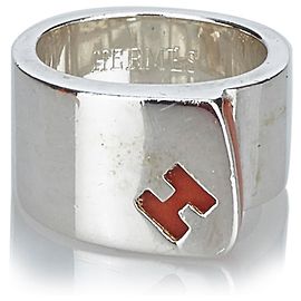 Hermès Hermes Silver Silver Candy Bague Argenté Orange