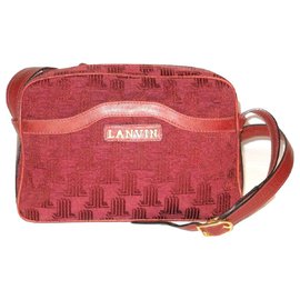Lanvin-LANVIN vintage handbag canvas logo-Dark red