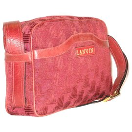 Lanvin-LANVIN vintage handbag canvas logo-Dark red