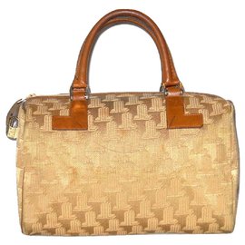 Lanvin-LANVIN vintage boston 30 canvas logo-Beige,Caramel