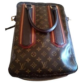 Borsa a mano Louis Vuitton in pelle marrone scuro Marrone scuro