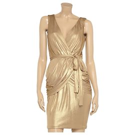 Vestido dourado com drapeado e cinto Alice by Temperley Dourado
