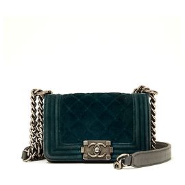 Chanel SAMT JUNGE MIKRO Grau Dunkelgrün
