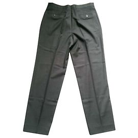 Giorgio Armani Grey Wool Striped Suit Trousers Grey