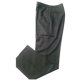 Giorgio Armani Grey Wool Striped Suit Trousers Grey