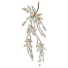 Autre Marque-Butler and Wilson diamante Leaf pin-Straw