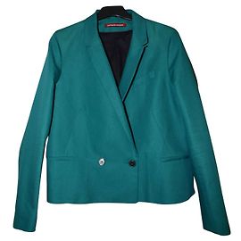 Chaqueta Blazer Comptoir Des Cotonniers Verde Oscuro Algodón Lino 42 Verde oscuro