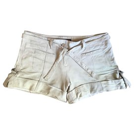 Roberto Cavalli-Leather shorts-Beige